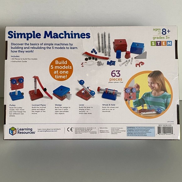 Simple Machines STEM Kids Physics 5-in1 Set Learning Resources 63 Pieces NEW - Picture 2 of 6